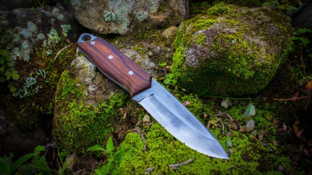 handmade knife on rock