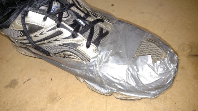 duct taping shoes
