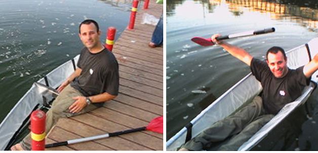 sitting in canoe