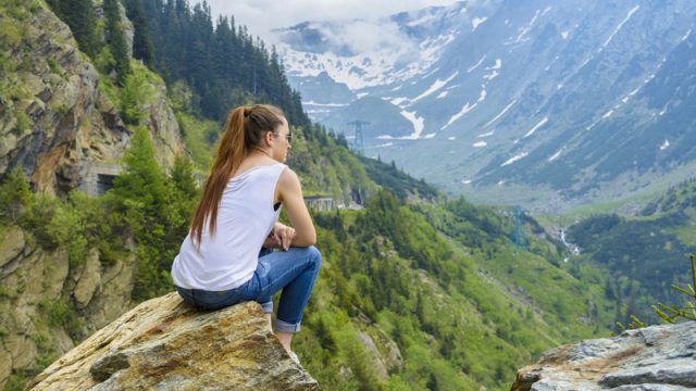 girl on mountain hiking