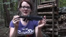Lilly holding a survival knife