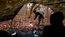 Setting up a bushcraft camp