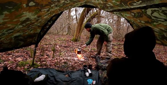 Setting up a bushcraft camp