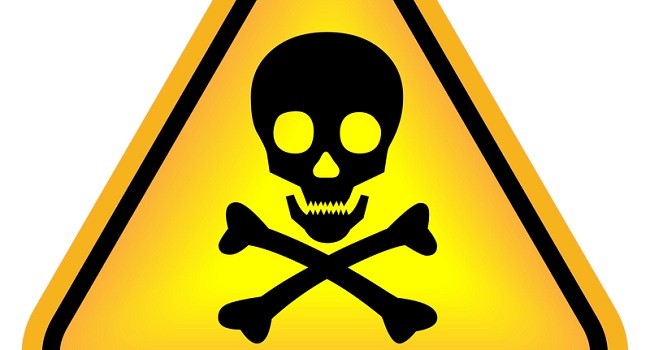 danger sign with skull