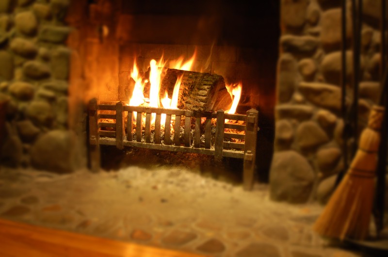 fireplace with wood