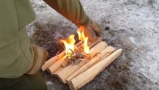 setting up a fire during the winter