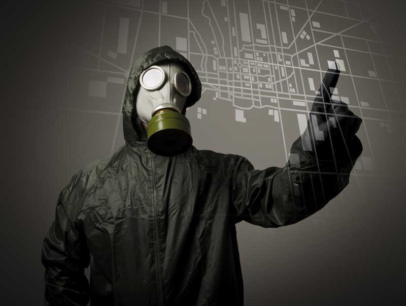 Gas mask and map