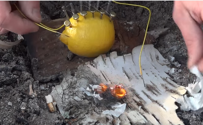 starting a fire with a lemon