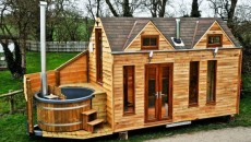 Mobile home with hot tub tiny home