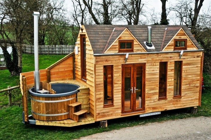 Mobile home with hot tub tiny home