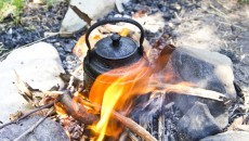 tea kettle on fire