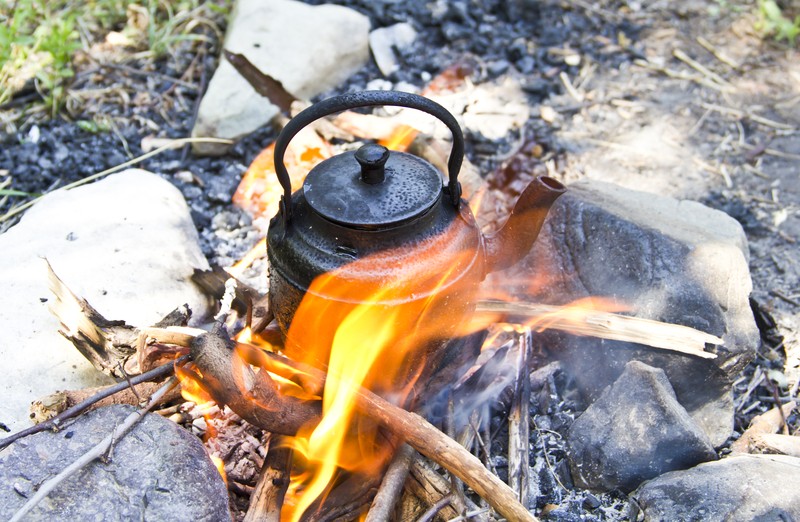 tea kettle on fire