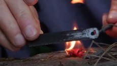 making a fire with shoe laces
