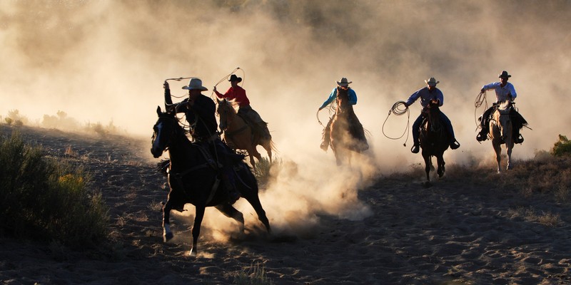 cowboys on horseback