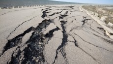 cracked road after earthquake