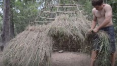 grass survival hut