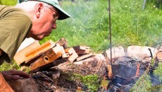 man making a fire