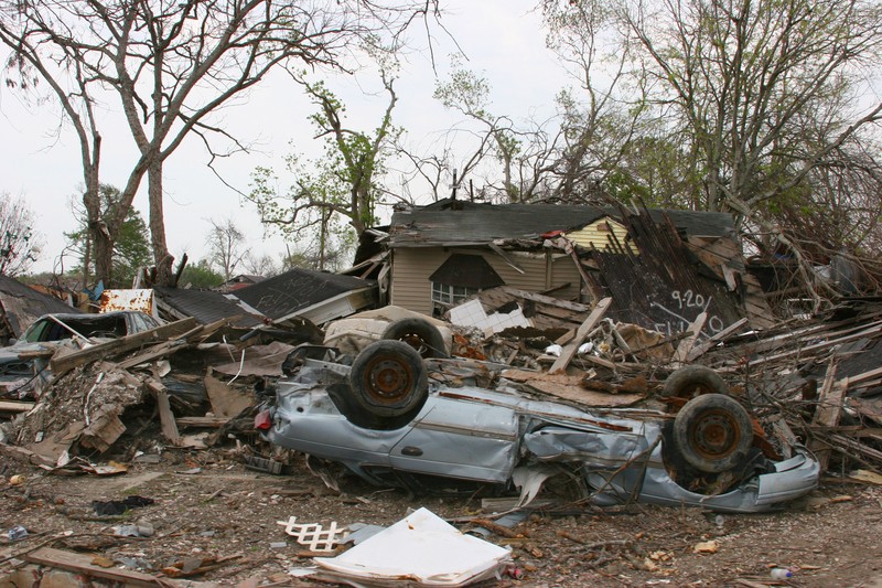 destroyed home