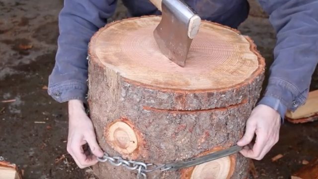 splitting firewood