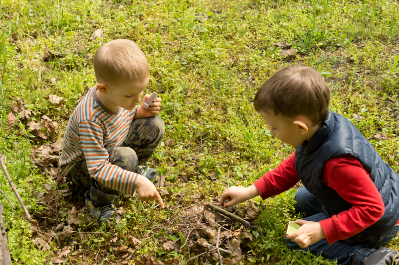 children playing in grass