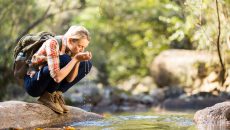 hiker drinking water