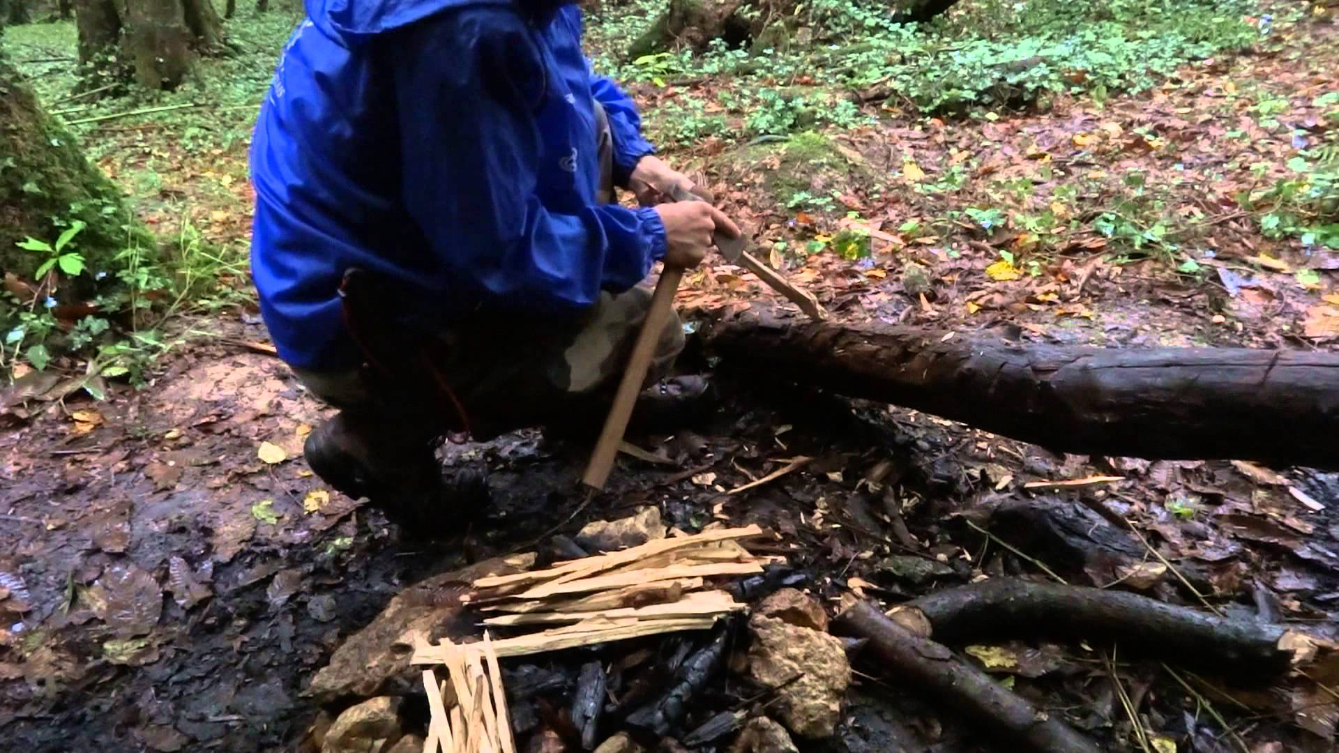 starting a fire on a rainy day