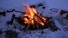 winter camp fire