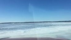 truck driving on ice