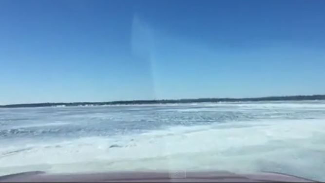 truck driving on ice