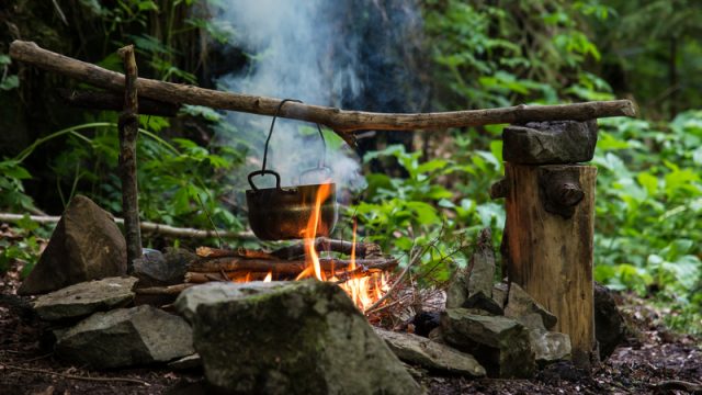 cooking at campfire