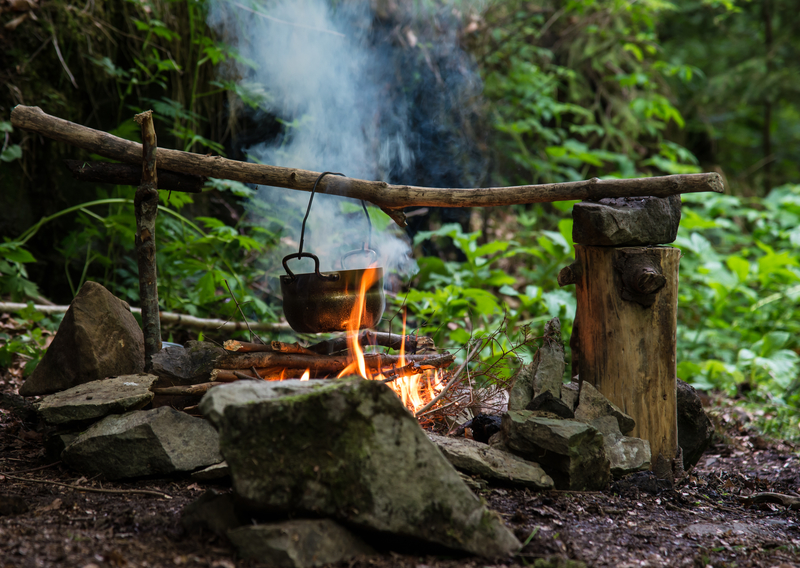 cooking at campfire