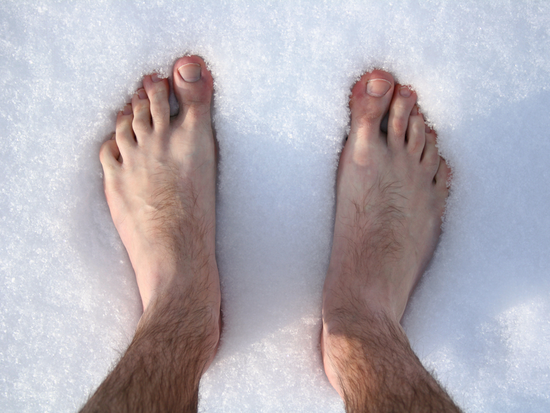 bare feet in the snow